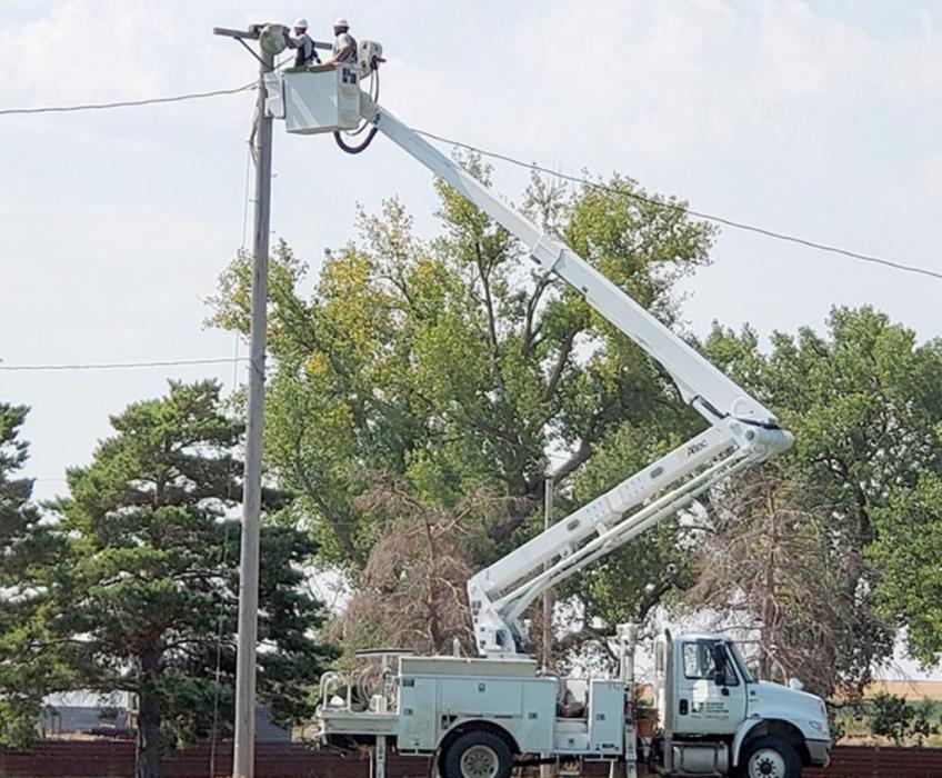Installation of new lights at football field