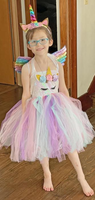 Abigail Rowan styling her sparkly unicorn outfit. (Submitted photo)