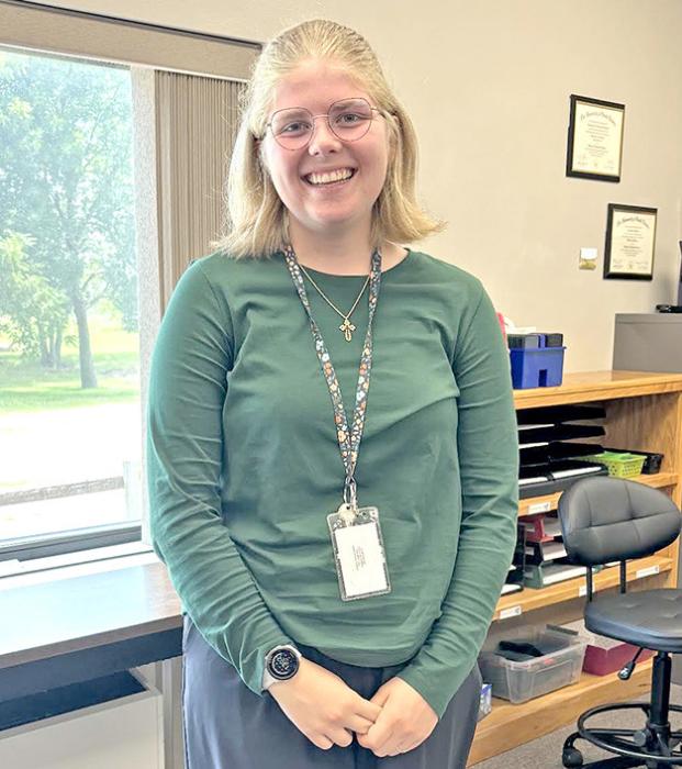 Hannah Steger in her new office at Gregory School.
