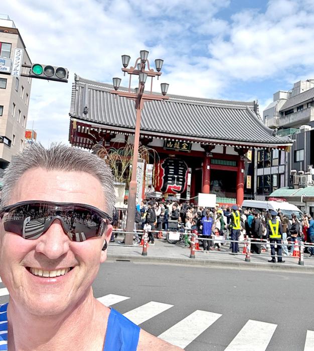 On the day of the marathon, Juracek took time to snap some pictures at various sites. He is seen here with Sensoji Temple in the background. (Submitted photo)