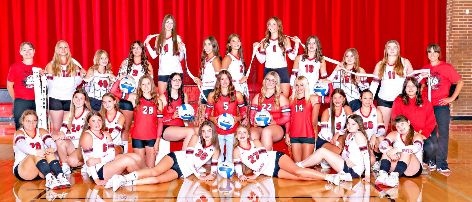 2026 GHS Lady Spikers opened their 2026 season on the road in a triangular against Kimball-White Lake and Miller. (photo by Prairie Portraits Inc.)