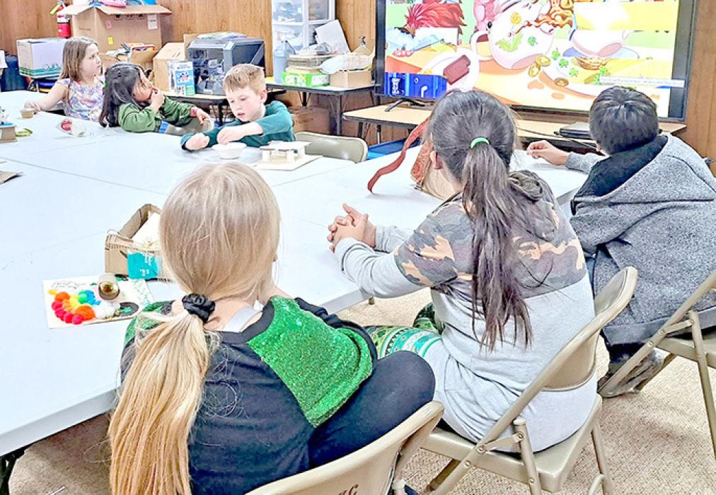 Members of the STEAM Club at the Gregory Public Library listened to How To Catch a Leprechaun by Adam Wallace on St. Patrick’s Day. (Photos from Library Facebook page)