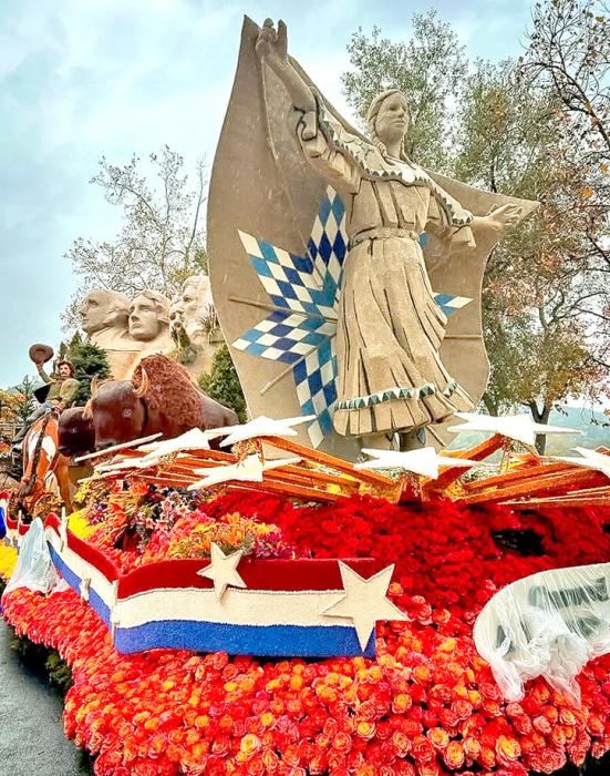 The Dignity Statue was one of the features of the float. (Photo by Travel South Dakota)