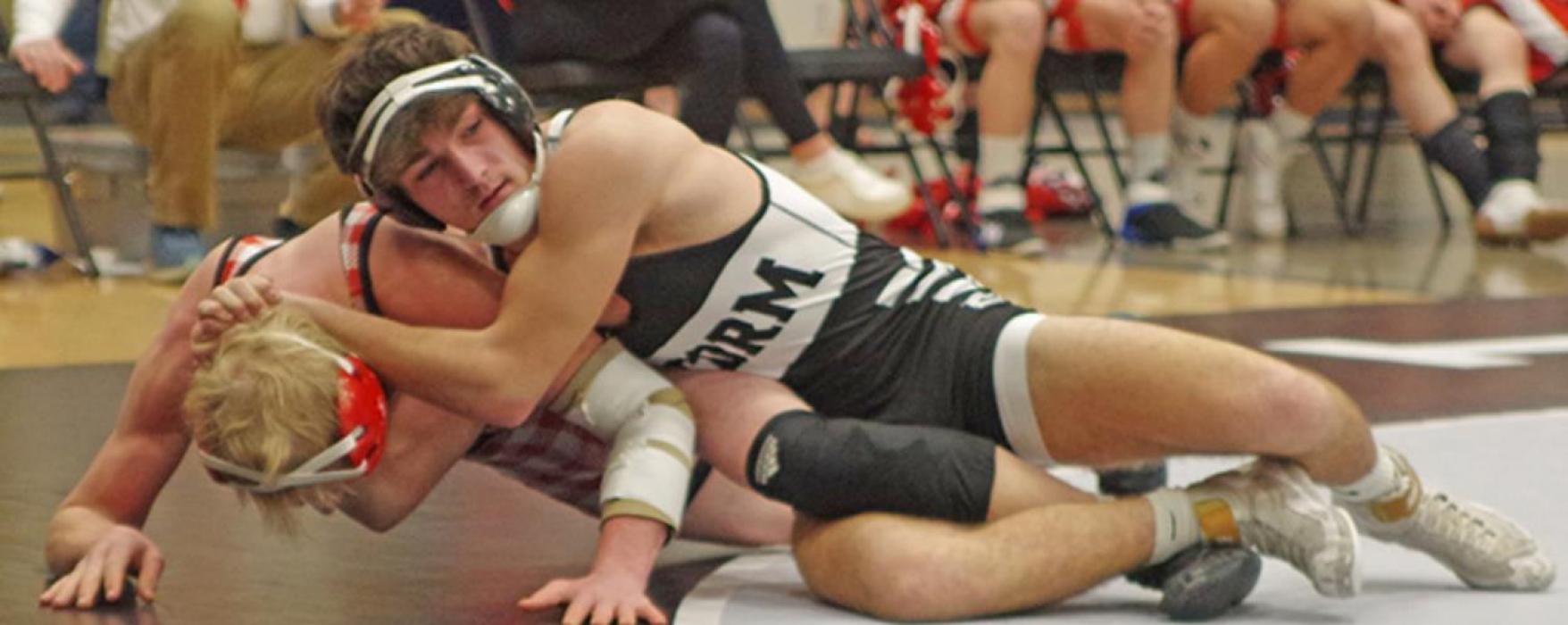 Jhett Eklund had one of the Storm’s three pins against Chamberlain last Thursday.