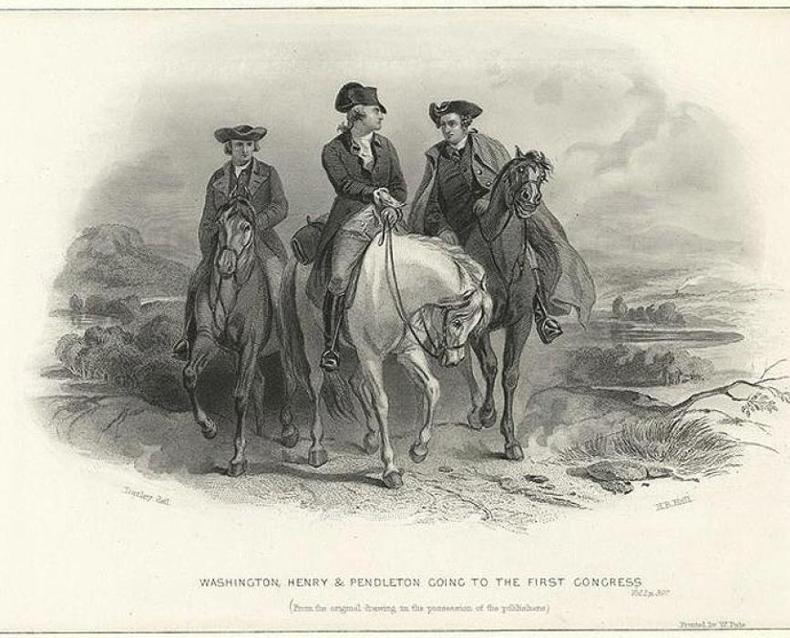 Washington, Henry &amp; Pendleton going to the First Congress. 1850-1856. New York Public Library.