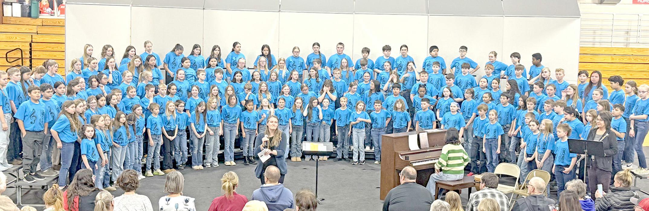 About 140 select students in grades 4-6 from Gregory, Colome, Chamberlain, Winner, Wagner, Platte-Geddes, and Highmore-Harrold gathered in Gregory on Monday, March 2, 2026, for the South Dakota Music Educators Association Choir concert. The students practiced as a group throughout the day in preparation for the concert. In several locations across the state over 1000 students were doing the same thing, practicing the same songs to perform at approximately the same time.