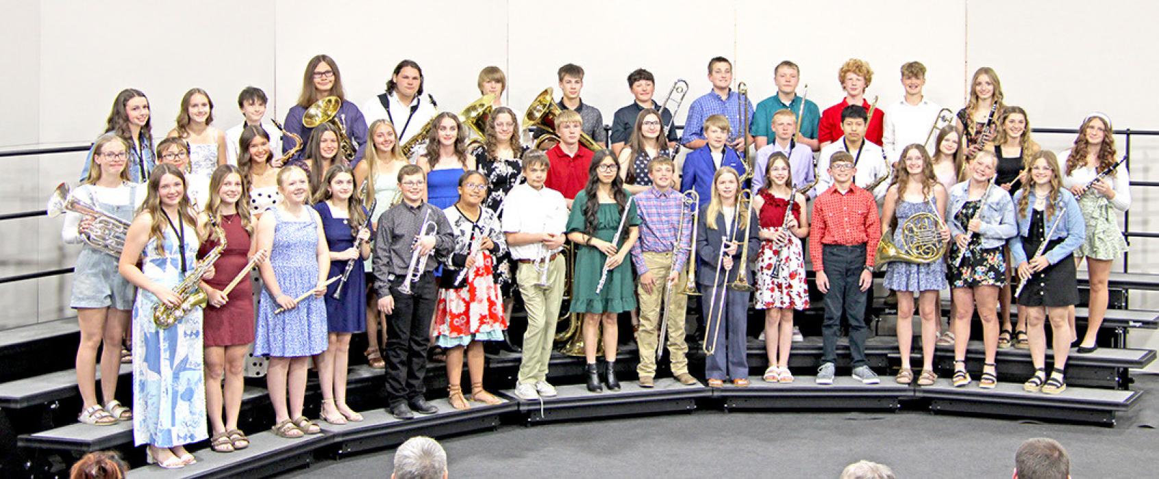 The junior high band played four songs including “Glorioso” by Robert W. Smith, “Every Day New” by William Owens, “Legend of Devil’s Lake” by Michael Sweeney, and “Raiders March” arr. by Paul Lavender.