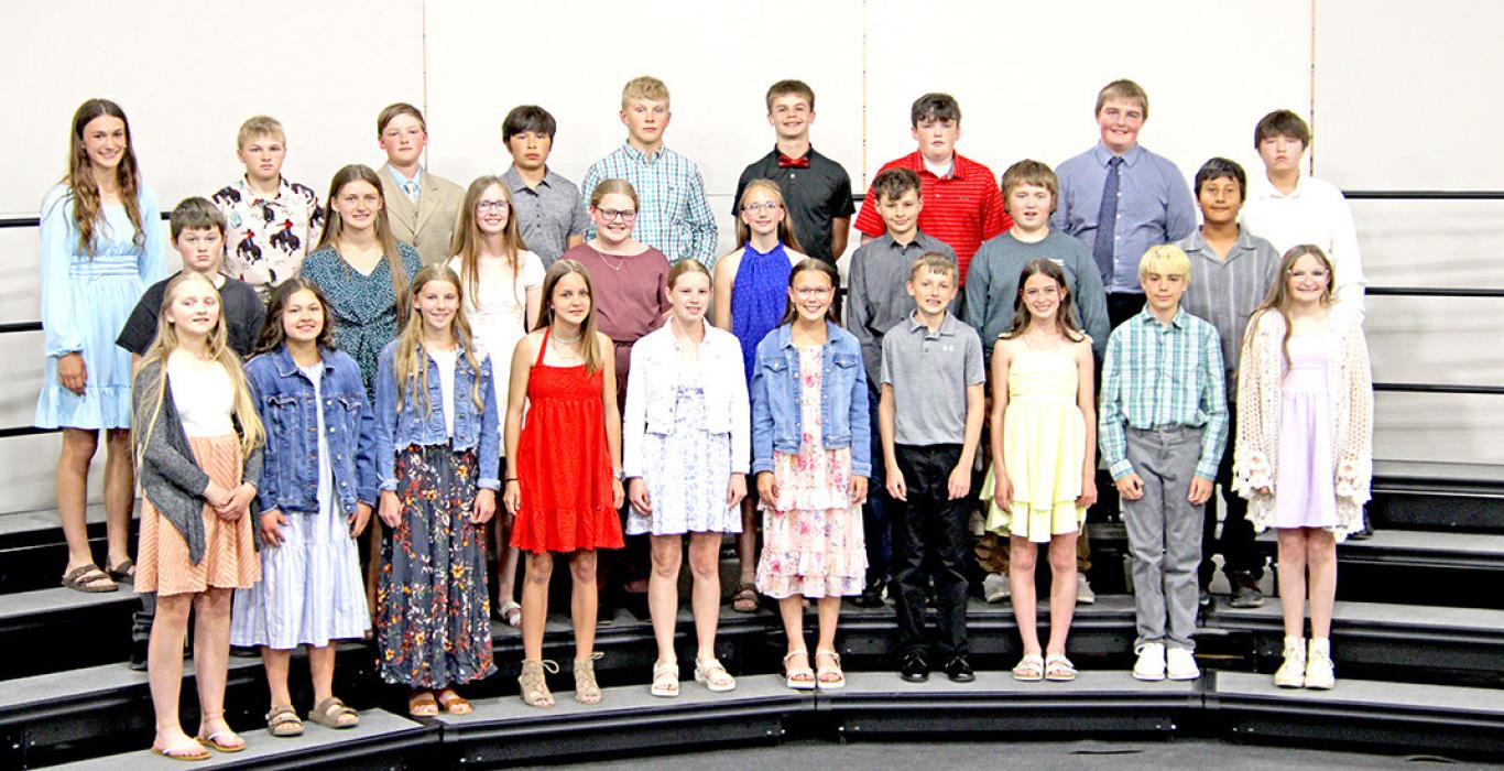 The sixth grade choir performed four selections, “The Turn Off Your Phone Song” by Podd Brothers, “Bill Grofan’s Goat” arr. by Jordan Ricks, “Johnny Has Gone for a Soldier arr. by Robinson, and “All Night, All Day” by Greg Gilpin.