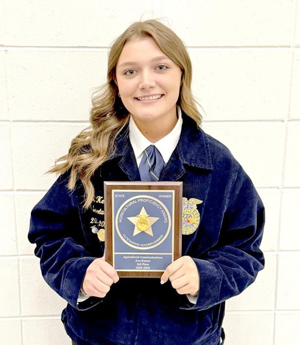 Ava Kerner earned a Proficiency Degree, placing third in Agricultural Communications.