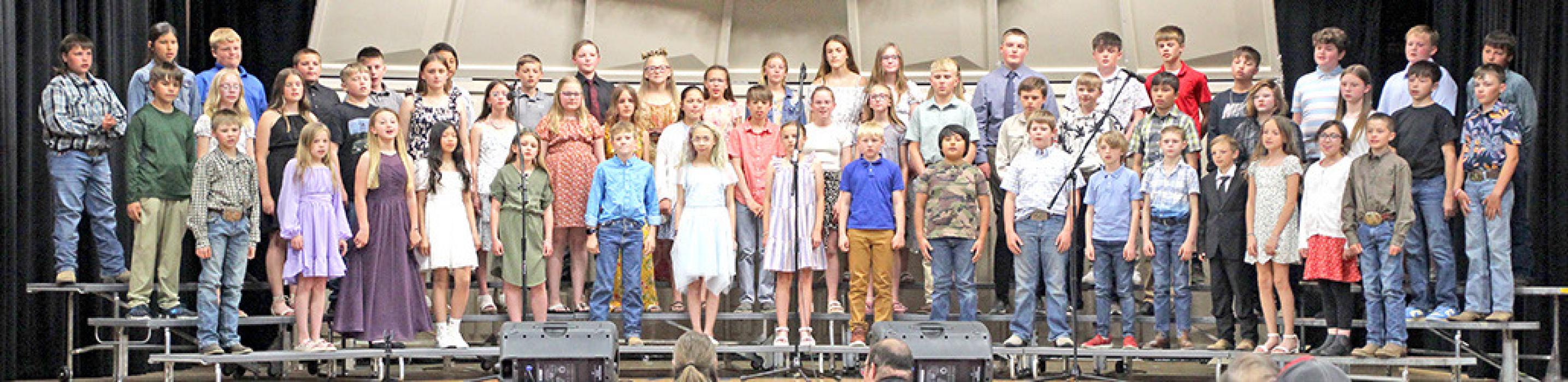 The 4th and 5th grade students performed Keep the Music Going and American Flag. (Photo by Ashley Lozano)