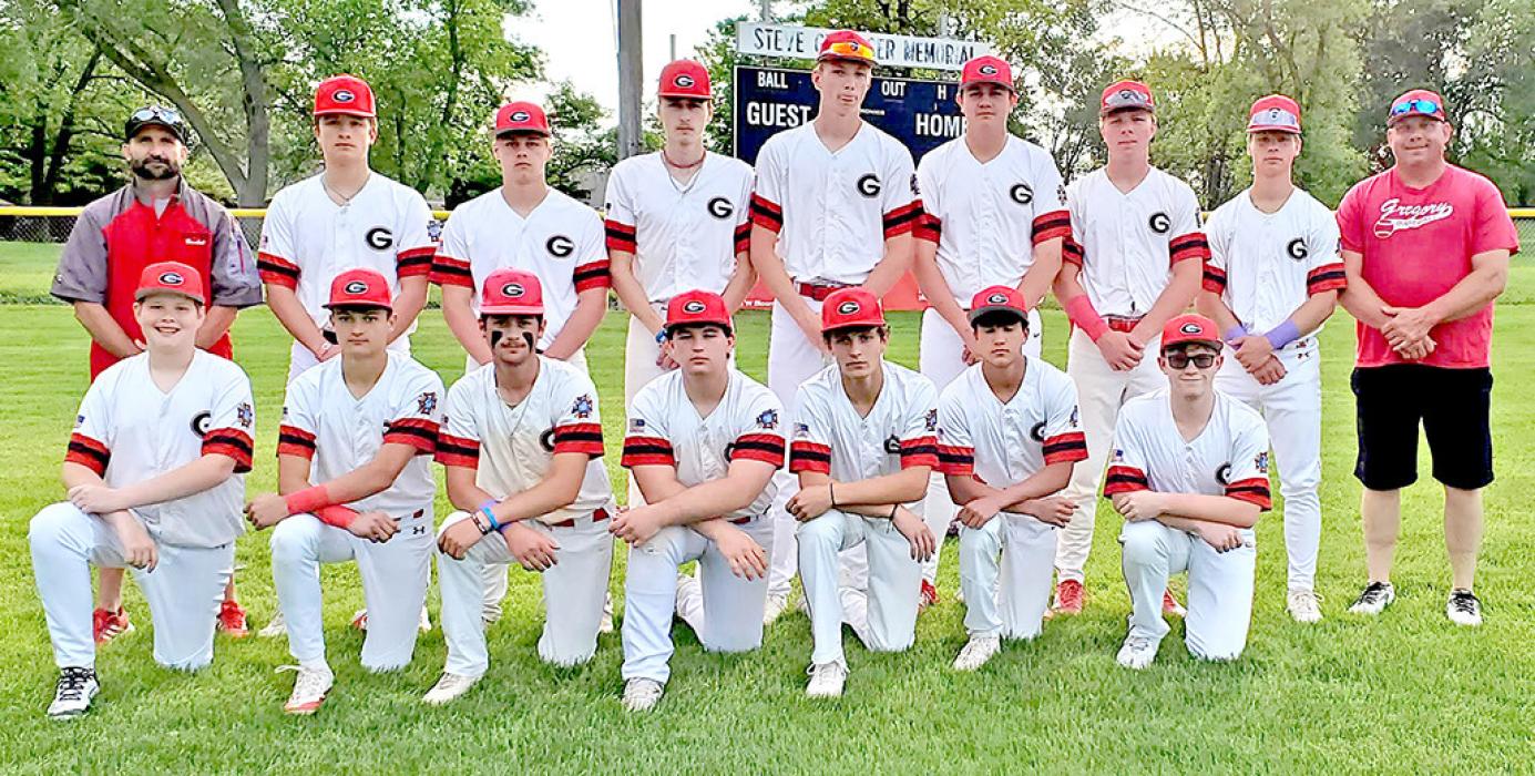 Members of the 2025 Gregory Teeners baseball team are, back row, l to r: Coach Jason Frasch, Tyson Kokesh, Dylan Fiebelkorn, Cooper Feyereisen, Colt Keiser, Carter Baumgartner, Landon Keiser, Lincoln Juracek, and Ass’t. Coach Chris Keiser; front row, l to r: Jaxson Lindholm, Aiden Frasch, Cash Hemming, Hudson Fuhrer, Eli Ekroth, David Biggins, and Zach Wheeler; not pictured: Jayder Schonebaum.