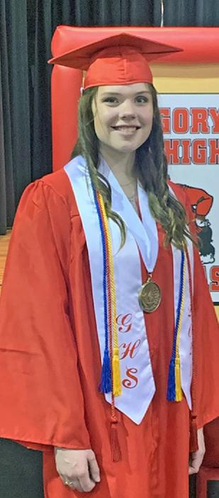 2021 graduate Samantha Timanus is the fifth generation of her family to graduate from Gregory High School and the first fifth-generation graduate of the school.