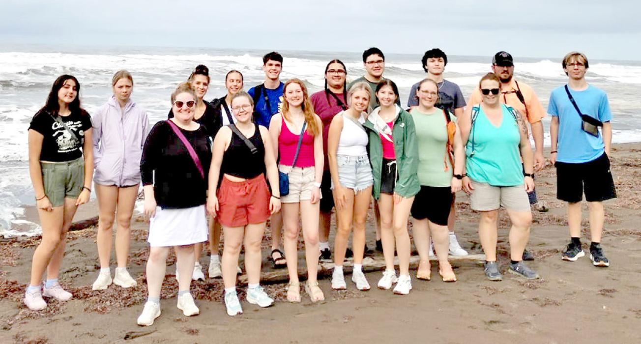 Costa Rica was the destination for this year’s trip that Miss Kurtz plans every two years. The thirteen students and four staff members who made up the Gregory contingent are, back row, l to r: Savanah Lozano, Miley Janak, Brecken Vosika, Adyson Stukel, George Timanus, Heydan Westfall, Dawson Bartling, Johnny Fiala, Curtis Begeman, and Noah Stukel; front row, l to r: Caitlin Kurtz, Madi Graber, Mia Haines, Emily Stevicks, Maya Hull, Ashley Lozano, and Kayla Begeman. (Submitted photo)