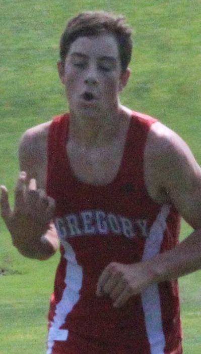 Newcomer to the Gregory Cross Country team, Fin Adams, right, was close behind Sinclair to finish in third place at the Winner meet.