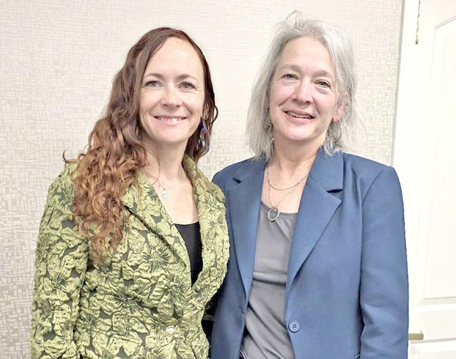 Mary Beth Holzwarth, Human Trafficking Coordinator at the South Dakota Division of Criminal Investigation, l, and Doris Cardwell, Executive Director of south Dakota Kids Belong, gave a presentation on online targeting at the Holiday Inn Express in Winner recently.