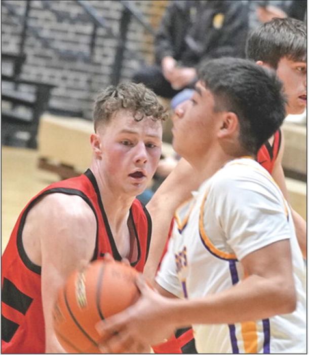 Cruz Klundt led the Gorillas with 15 points and 4 assists in Gregory’s decisive win against White River in the Hanson Classic at the Corn Palace on Saturday. (Photo by Melissa Bearshield)