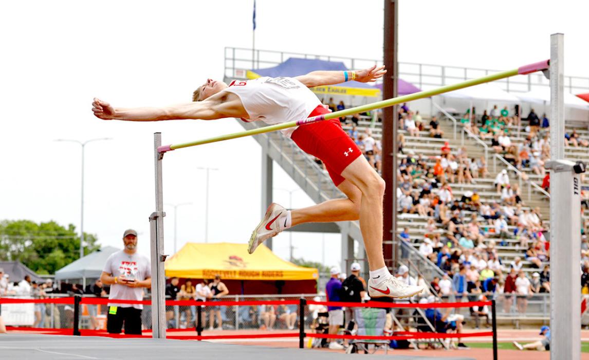 Colt finished in a tie for second place in the high jump, clearing the bar at 6-02.00. (Photo by Barb Pechous)