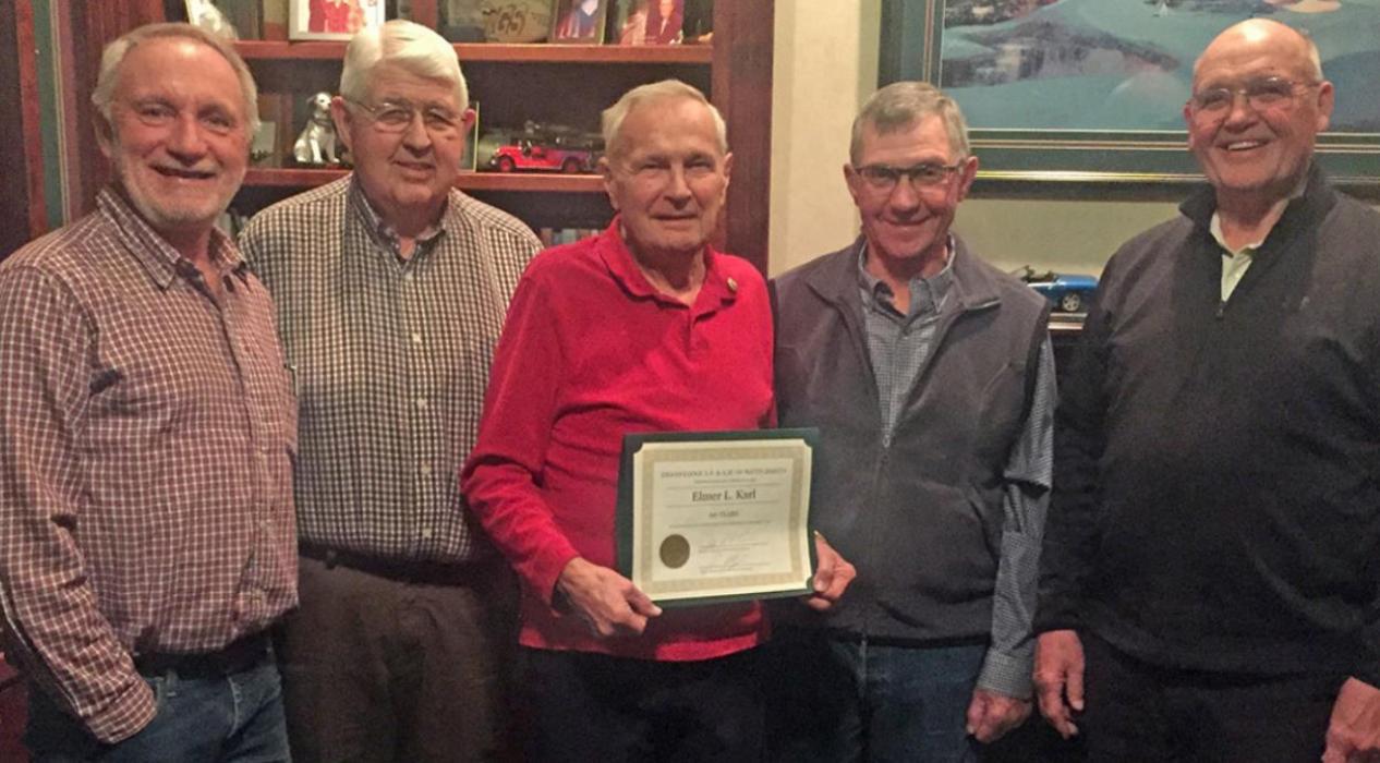 Elmer Karl receives 60 year longevity award