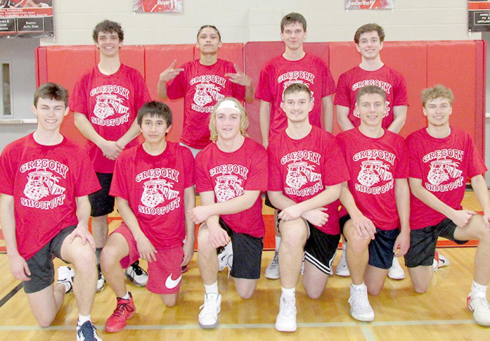All-Star West team included seniors, back row, l to r: Kash Heath (Colome), Binicio Zephier (Marty), Alec Thieman (Colome), and Dawson Miller (K/WL). Front row, l to r: Nick Nelson (Burke), Collin Two Strike (Chamberlain), Aiden Bultje (P/G), Gavin Folkers (White River), Joe Sayler (White River), and Cooper Long (Lyman).