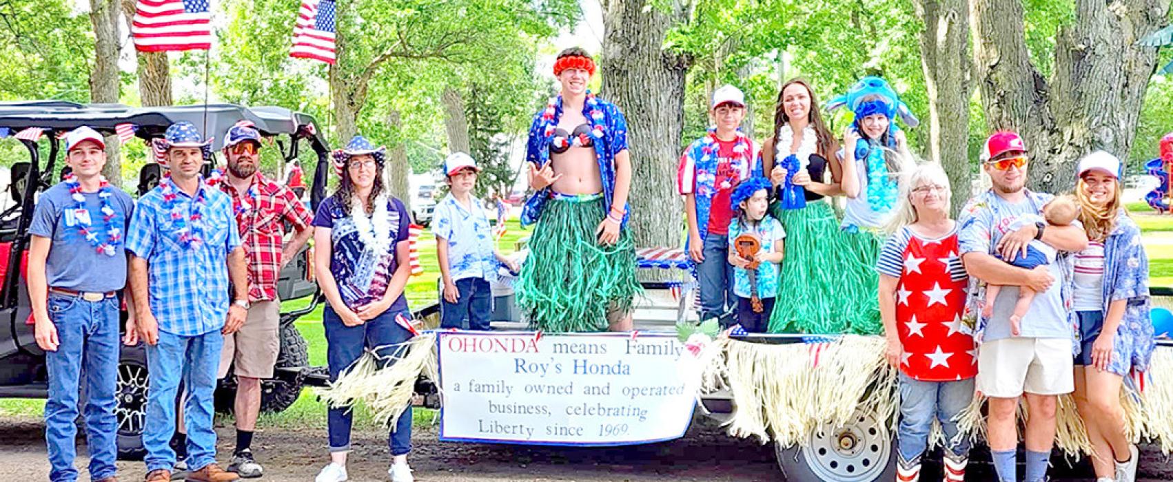 Roy’s Honda might want to re-think their choice of one of their hula dancers, but their entry earned them a first place in the Humorous division of the parade.