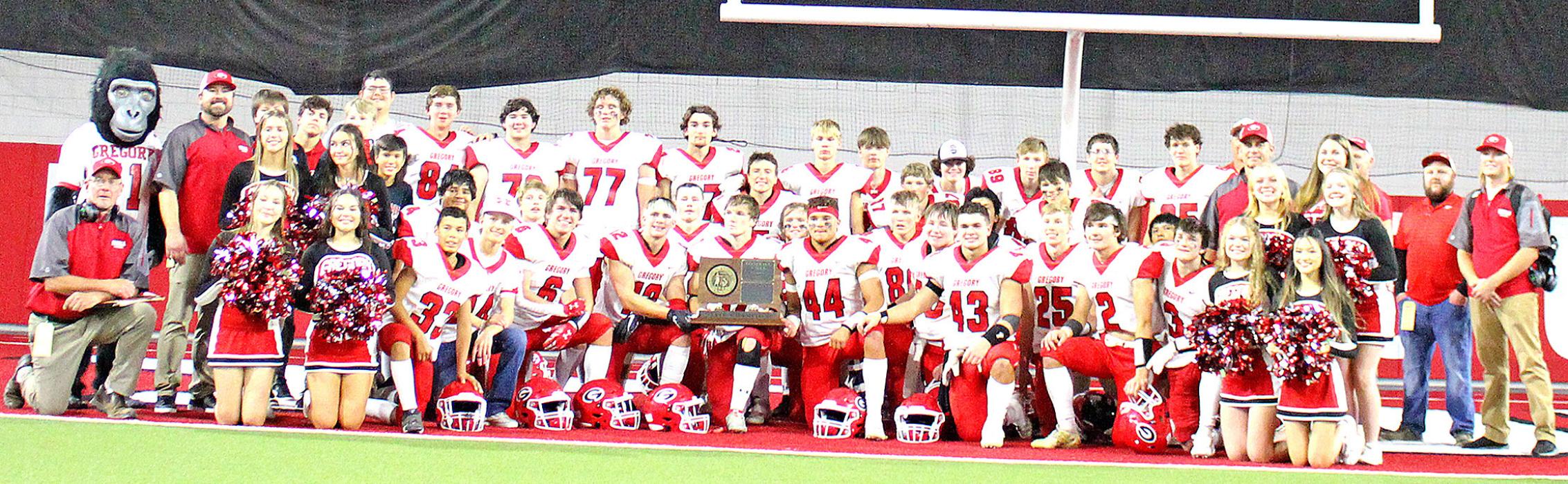 The Gregory Gorillas brought home their second state championship in five years, beating the #1 ranked Warner Monarchs 36-23, on Thursday, November 11, in Vermillion. (Photo by Alexis Kortan)