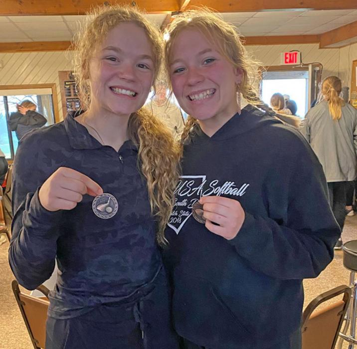 Kaydence Klein and Lily Jacobsen were medal winners at the girls golf meet in Tyndall.