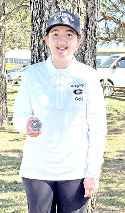 Jaelyn Birkeland placed 11th with a 61 at the middle school meet in Gregory on Tuesday, April 15, 2025.