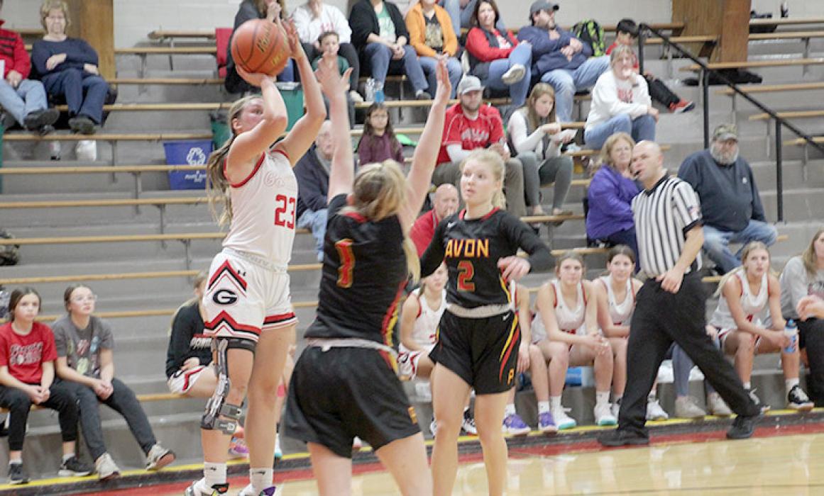 Senior Jessy VanDerWerff helped lead the lady Gorillas to a victory over Avon with her 15 points and 5 rebounds. (Photo by Sam Sperl)