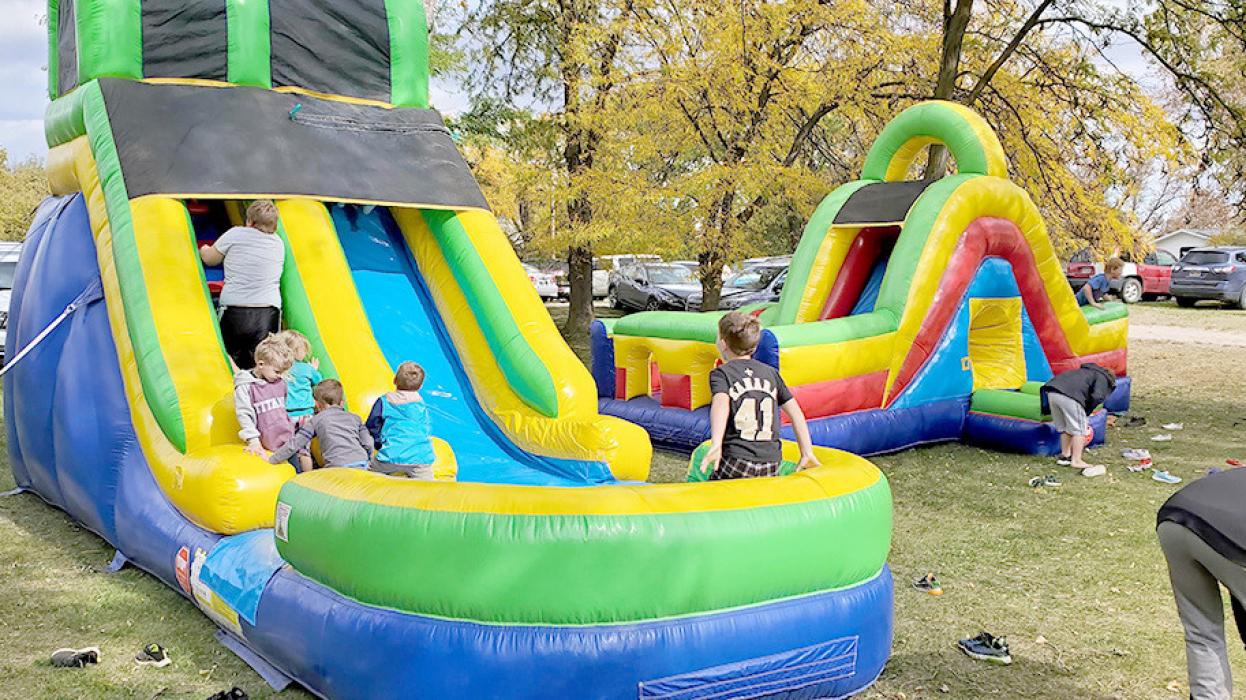 Saturday’s cool, windy weather didn’t dampen the spirits of the kids who attended Harvest Fest. They had fun on the inflatables and other games set up outside the 4-H building while adults sampled the soups.