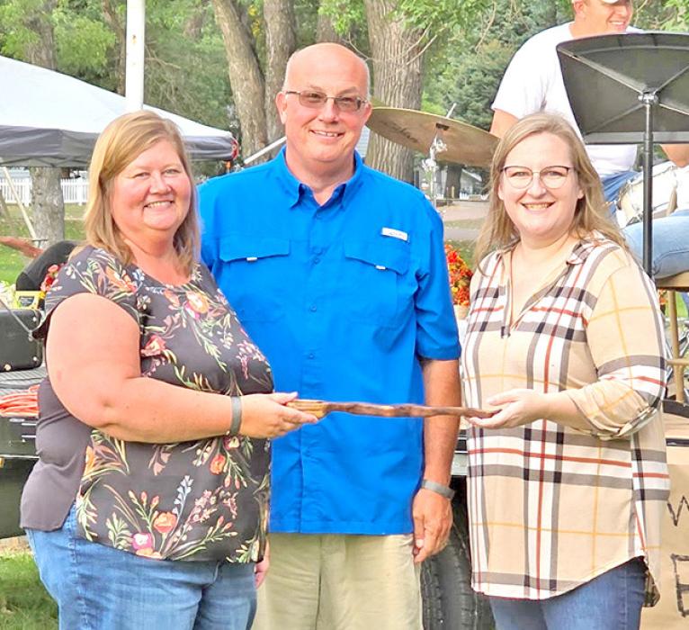Rod and Jennifer Hoeft of Cornerstone Property and Storage wowed the crowd with their chicken knoephla soup for first place. Morgan Painter representing Gregory/ Dallas Chamber board member presented the awards.