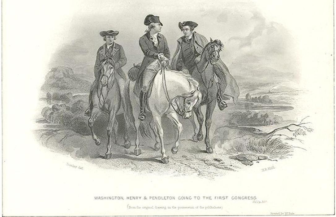 Washington, Henry &amp; Pendleton going to the First Congress. 1850-1856. New York Public Library.