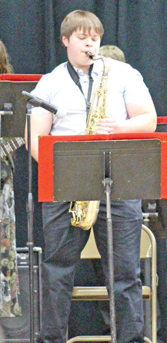Max Bearshield played a solo during the selection by the Jazz Band playing Ain’t No Sunhshine.