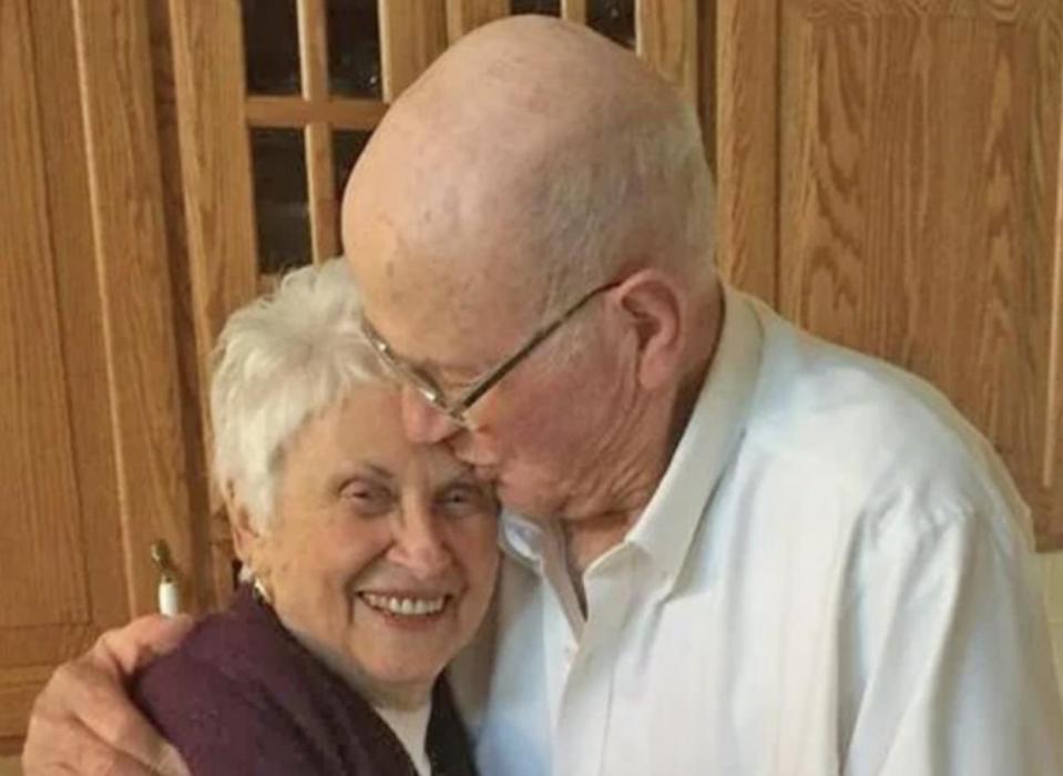 Carma and Al share a sweet moment in their kitchen. They lived in Kearney for the last 16 years. (Photo courtesy of Al Edwards)