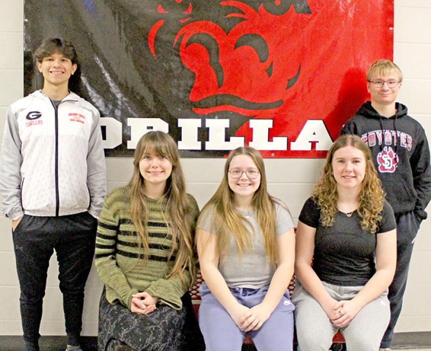 Members of the Gregory Quiz Bowl team are Luke Barreto, Piper Bartlett, Madi Graber, Dani Timanus, and Dylan Johnson. (Submitted photo)