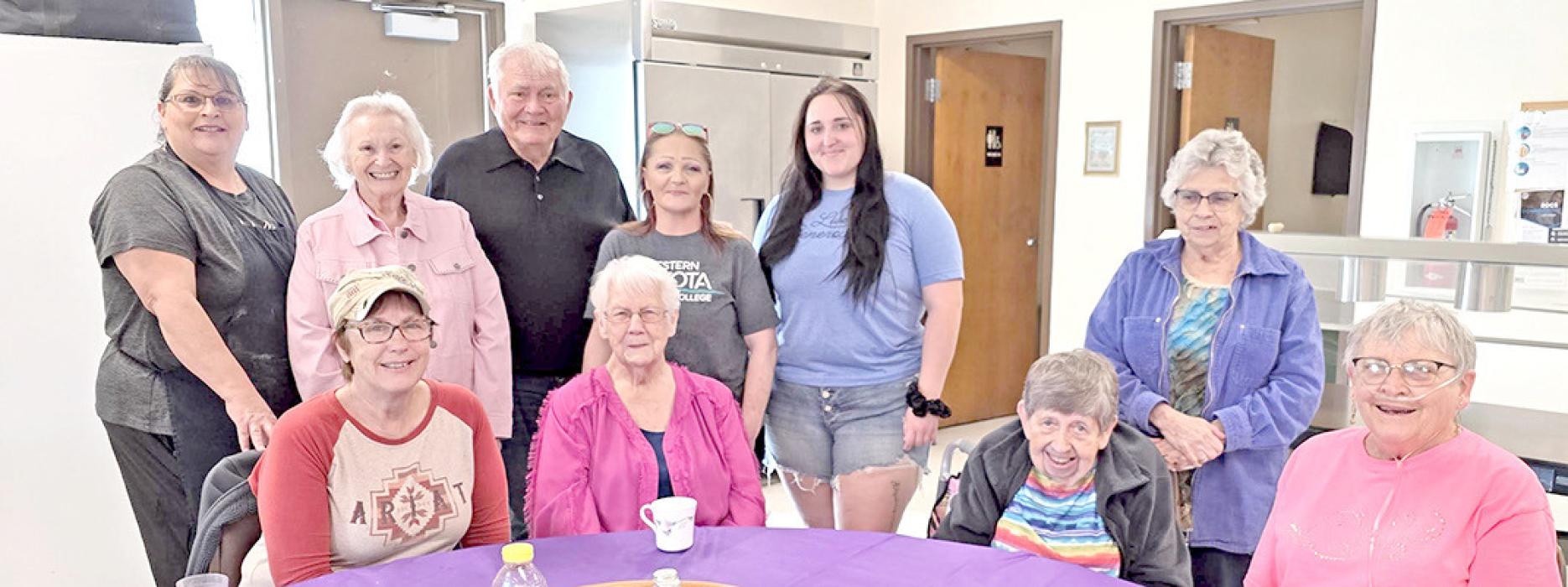 Pictured back row, l to r; Bernadine Holmberg, Velma Harmacek, Mike Bross, Barb Gregerson, Jamie Schrader, and Gwen Holmberg. Front row, l to r; Diane Jacobsen, Carolee Cavanaugh, Arlie Rodman, and Joan Bloom.