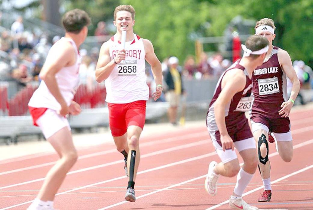 Max Cook running at the 2024 state track meet. Cook won the 400-Meter Dash (:54.32) on Tuesday, March 18, 2025, at the Dan Lennon Invitational. (Photo credit Rodney Haas / 605 Sports)