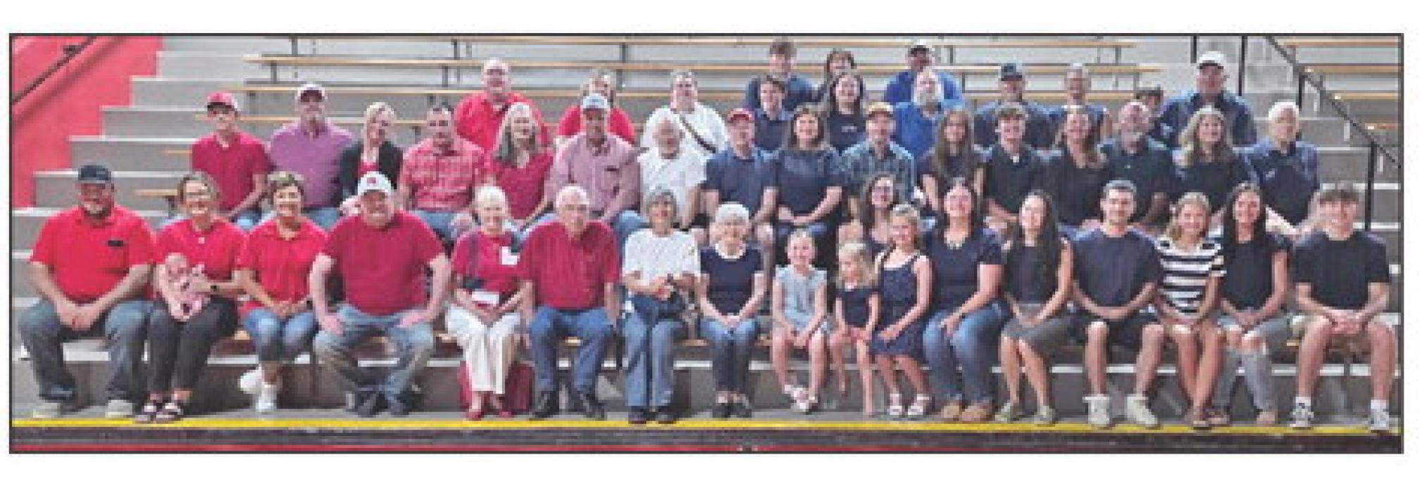 Members of the Raymond family gathered Saturday, June 13, 2026, for their annual family reunion. Relatives traveled from several communities to reconnect, share family memories and enjoy a day together. Family members were grouped by shirt color to represent different branches of the family.