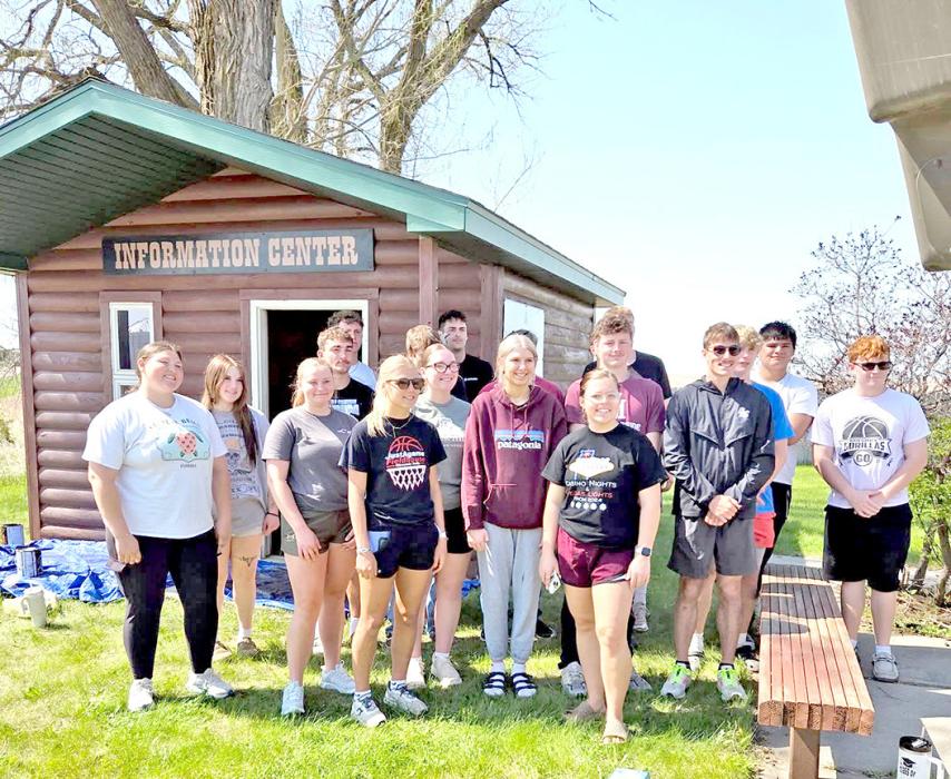 The senior class of 2025 repainted the Information Center at the Pheasant on Highway 18.