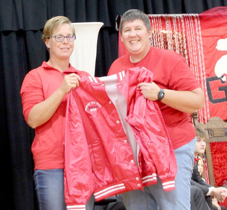 2022-23 GHS Fan of the Year Melissa Bartling was presented with a Gregory Gorilla Jacket during coronation.