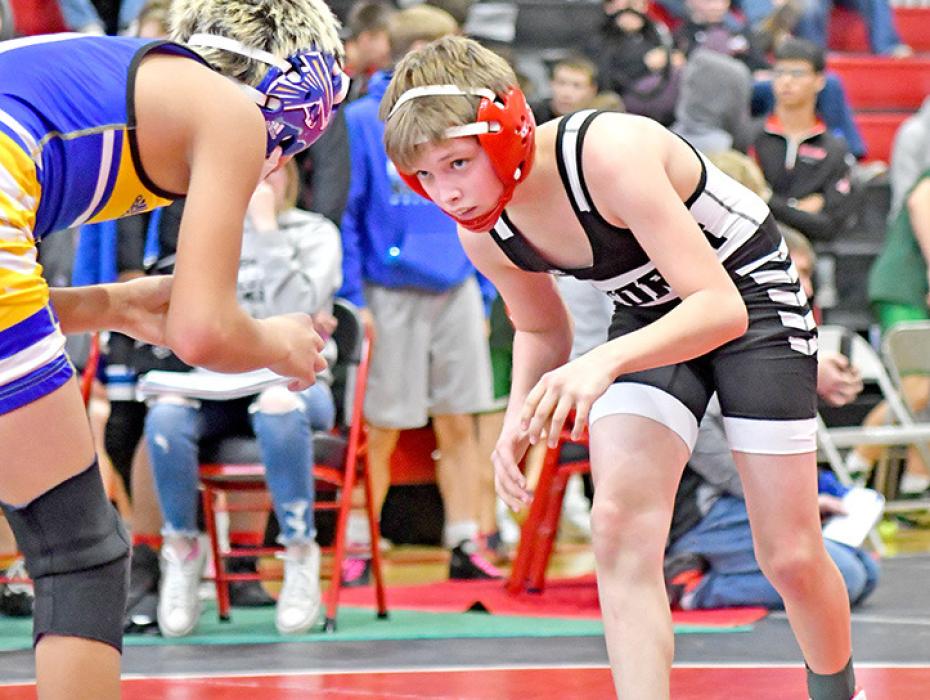Otto Reber was a jv wrestler at 106 pounds at the Ainsworth tournament. (Photo by Ainsworth Star Journal)