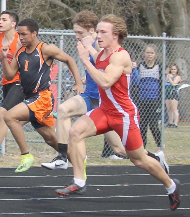 Kade Stukel broke Dave Pastian’s 55-year-old school record in the 100 meter dash by .10 second at home May 10.