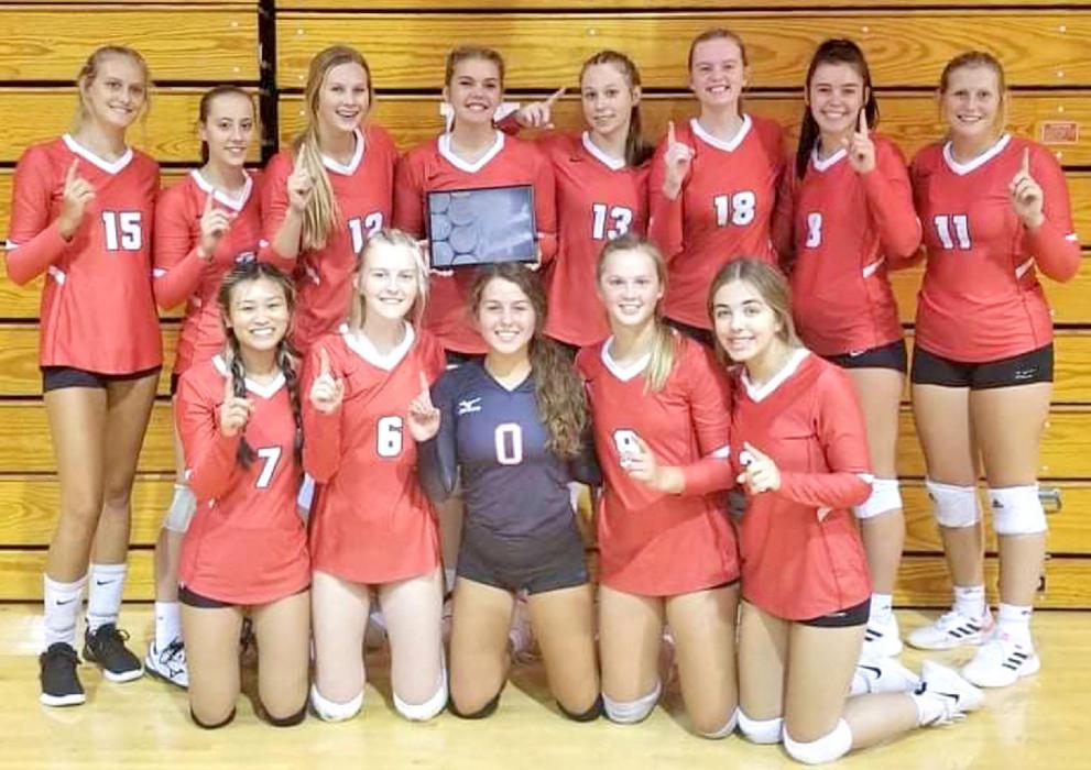 The Lady Gorilla Spiker champions on Saturday, September 4th are pictured back row, l to r: Raesha Beck, Samatha Reinartz, Brooklynn Kenzy, Kodi Timanus, Cassidy Keiser, Mya Determan, Anna Dargatz, and Gracie Kenzy. Front row, l to r: Vy Nguyen, Jordan Svatos, Sapphire Kenzy, Jessy Jo VanDerWerff, and Bridget Elliason.
