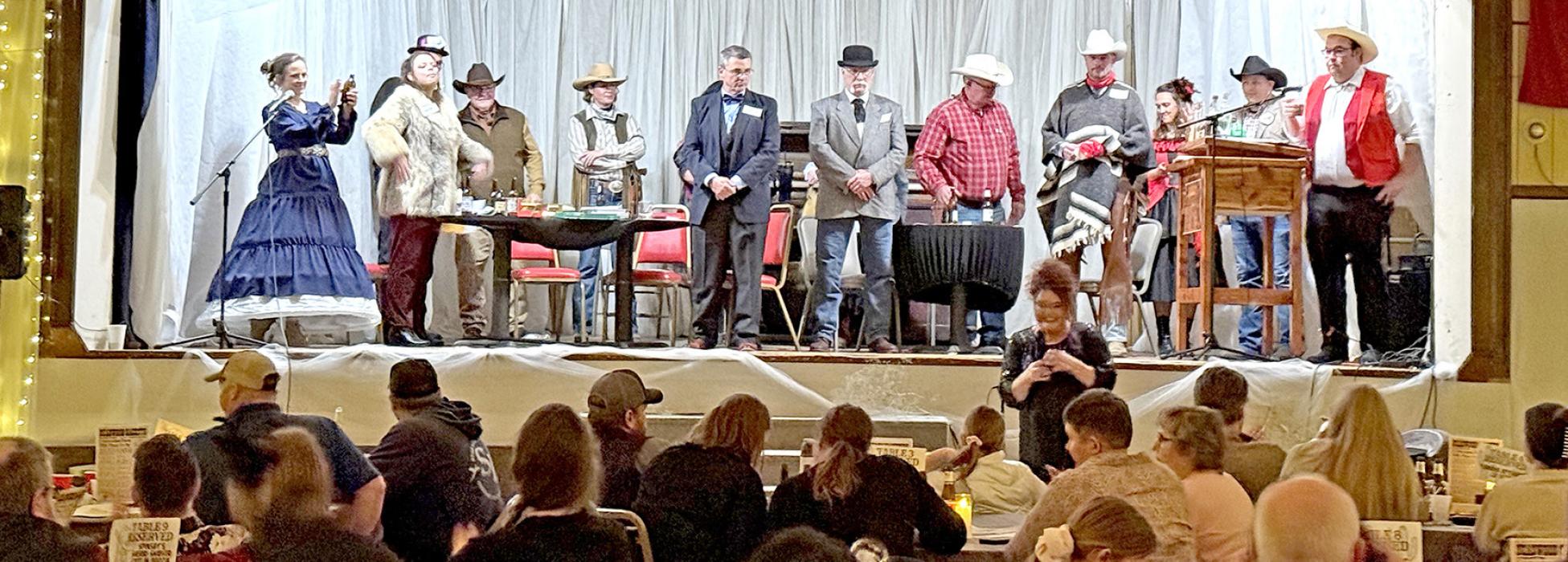 The Wild West rode into town Saturday, Feb. 7, 2026, as the Gregory-Dallas Chamber of Commerce hosted 'Murder at the Deadwood Saloon.' A multi-generational cast of 15 local actors performed for a sold-out crowd at the Dallas American Legion, keeping guests on the edge of their seats as they puzzled through the clues of the interactive mystery.
