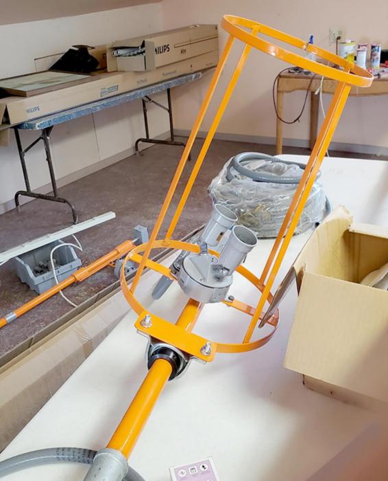 This internally lit frame is Mike’s newest product innovation. The two LED bulbs (not shown) will be powered by an electrical cord running through the post. This will eliminate the need for external lighting.