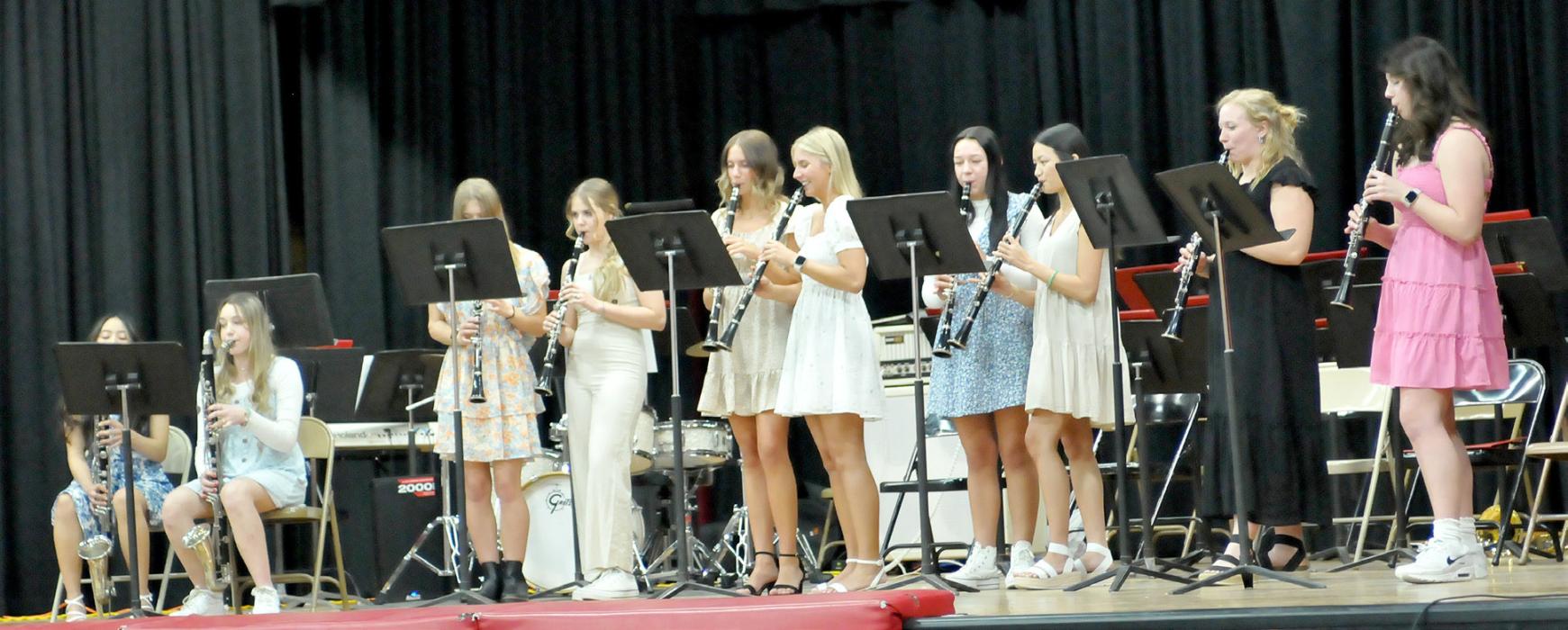 The clarinet choir performed A Wild Night (at the Medvale Retirement Home) by R. Percival.