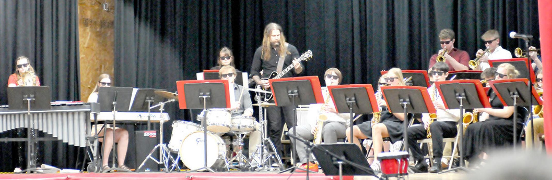 Wyatt Bartlett was a surprise guest on guitar, rocking out with the jazz band on Metallica’s Enter Sandman.