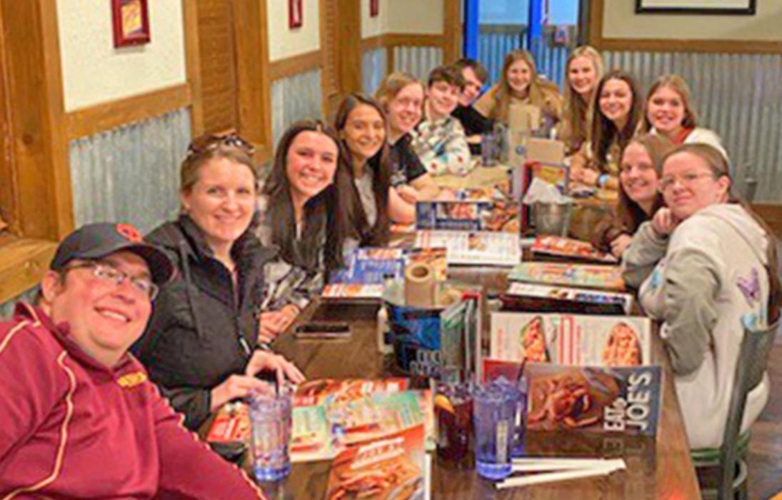 Music teachers Jared and Katie Opp, first two on the left, planned an unforgettable experience for their senior students, and the group appreciated all the work they put in to making the trip something they will never forget.