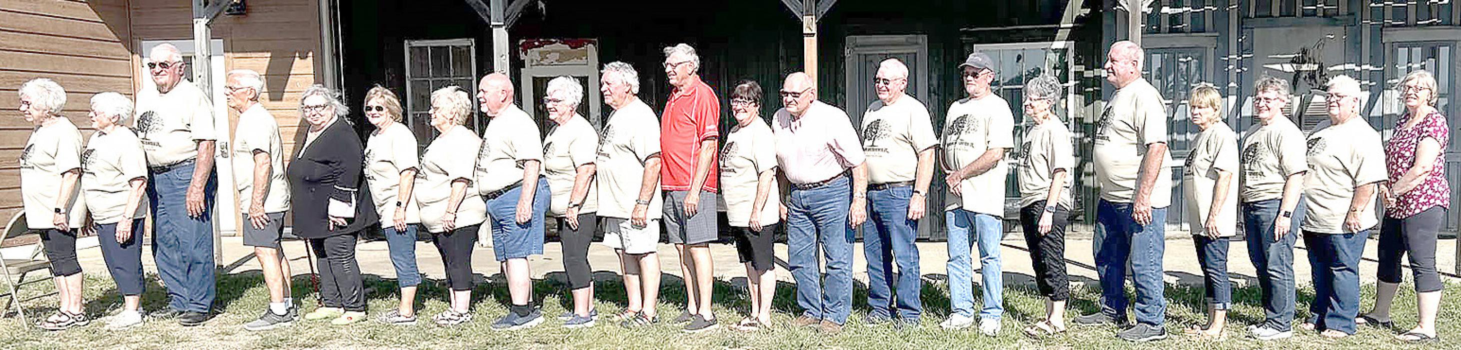 Twenty-one cousins that were in attendance were, l to r: Adella Mausbach, Joyce Neyhart, Marvin Schochenmaier, Allen Schochenmaier, Carol Ann Bolton, Patrica Petersen, Kathie Hausmann, Barry Schochenmaier, Sandy Hoffman, Leon Schochenmaier, Andy Odenbach (Canada), Donna Skalla, Kevin Schochenmaier, Michael Schochenmaier, Randy Schochenmaier, Joann Bentz, Terry Burke, Gail Kassmeyer, Nancy Bogenhagen, Lorie Coulson, and Linda Boese (Canada).