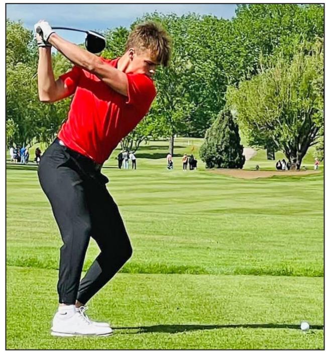 Eli Fogel, shown above, and teammate Kade Stukel were tied for 25th place at the state golf tournament after the first day of play.