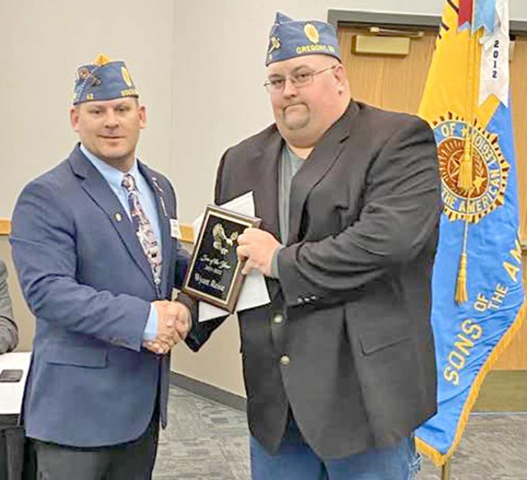 Wyatt Reis recently receives plaque for American Legion Son of the Year